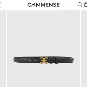 Commense Elegant Black Belt with Gold Accent